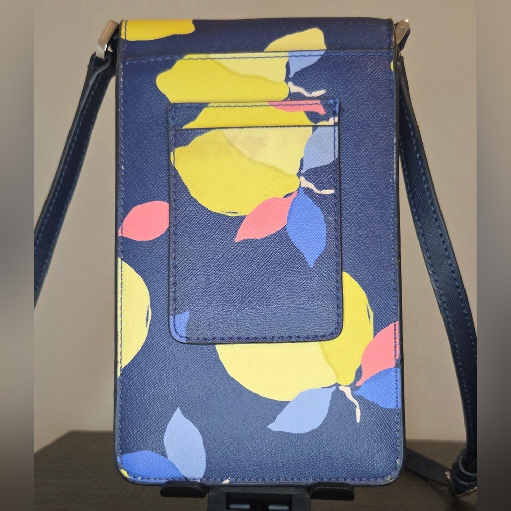 Kate Spade Lemon Print Phone Crossbody Wallet Citrus Navy NWOT - Picture 3 of 9